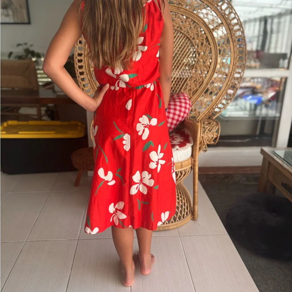 VTG Hawaiian Hostess Malia Honolulu short tie straps MUUMUU FLORAL pinup dress - Picture 2 of 3